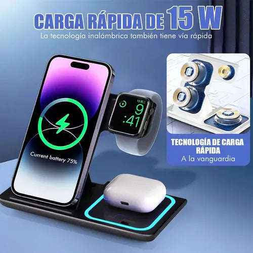 Cargador Inalámbrico 3 En 1 Compatible C